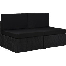ARKEM Modulinė 2 vietų sofa iš poliuretano rotango juoda sofa lova su nuolatine miegamąja dalimi - 49503