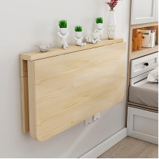 WBWAPA Kleiner Klapptisch, Massivholz | Wandmontierter, robuster Klapptisch, Länge 40-120 cm, platzsparender Hängetisch mit Klappblatt für Arbeitszimmer, Schlafzimmer, Küche oder Balkon (