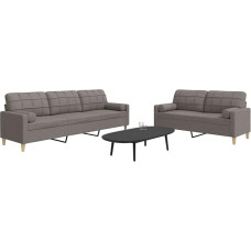 2-TLG. Sofagarnitur mit Dekokissen, Taupe Stoffsofa Set für Wohnzimmer, Modernes Polster Sofa mit Metallrahmen, Bequemes 2-Sitzer und 3-Sitzer Sofa Set, Weich und Stabil