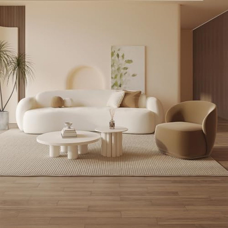 Išlenkta paminkštinta modulinė sekcinė sofa, minimalistinė 3 vietų sofa su ergonominiu atlošu ir sėdynės pagalvėle svetainei, butui