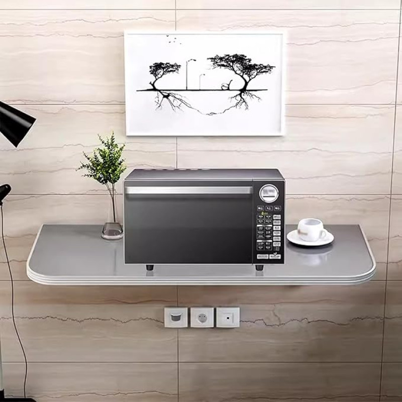 WBWAPA Klapptisch aus 304 Edelstahl zur Wandmontage, robuster Esstisch, Frisiertisch, Werkbank für kleine Räume, platzsparend, mehrere Größen optional mit Halterungssatz (Größe: L120 x B4