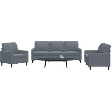 Homgoday Modernes Sofaset, 3-teiliges Sofaset mit dunkelgrauen Kissen aus Samt, Möbel-Set für Schlafsofa, Wohnzimmer, Sofaset für den Außenbereich, Gartenmöbel