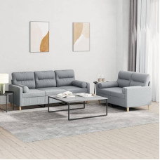Homgoday Modernus sofos komplektas 2 dalių sofos komplektas su šviesiai pilkos spalvos audinio pagalvėlėmis Komplektas Sofa lova Svetainės sofos komplektas Lauko sodo baldai