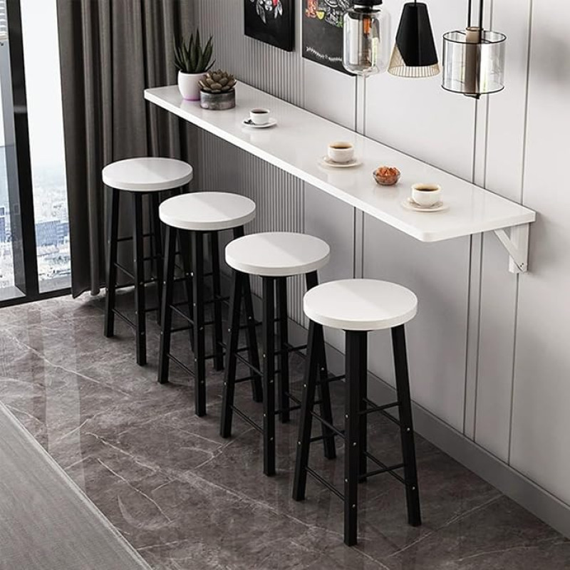 WBWAPA Klappbarer Wandschreibtisch, schwebender Schreibtisch mit Tafel, platzsparender Klappschreibtisch, umwandelbarer Wandschreibtisch, Wandtisch mit Ablageflächen und Haken, frei und e