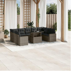 Homgoday Set Schlafsofa, 10-teiliges Gartensofa-Set mit grauen Kissen aus Polyrattan, Sofa für Wohnzimmer, Gartensofa, modernes Sofaset für den Außenbereich, Möbel Modell 3267480