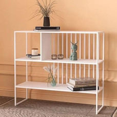 Einteiliger Konsolentisch, Eingangstisch, Metallsofatisch mit Ablage, schmaler Flurtisch für Foyer, Wohnzimmer, Schlafzimmer, Keine Montage erforderlich (Weiß, 70 cm)