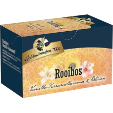 Goldmännchen Rooibos Vanilla Tea - Caramel with Flowers, Rooibo arbata, vaistažolių arbata maišeliuose, 20 atskirai užspaudžiamų arbatos maišelių