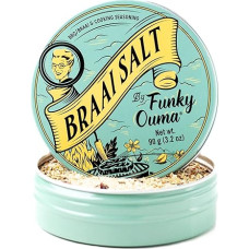 Funky Ouma Braai Salt 90g - natūrali BBQ druska su šviežiomis žolelėmis ir citrina - Pietų Afrikos prieskonių mišinys BBQ ir maisto ruošimui - puikiai tinka su mėsa, daržovėmis ir tofu - 100% natūralūs ingredientai