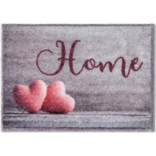 ASTRA Pūkuotas grynas ir minkštas purvo gaudymo kilimėlis, spalvingas vidaus durų kilimėlis, patvarus durų kilimėlis, 50 x 70 cm (spalva: Home Hearts Silver)