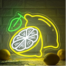 ineonlife Lemon Neon Sign Lemon LED ženklas Neon Sign for Wall Decor Lemon Light ženklai Ženklai Lemonade Shop, vaisių parduotuvė, gėrimų parduotuvė, virtuvė, gyvenamasis kambarys, miegamasis, baras, šeimos baras