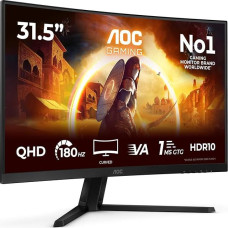 AOC CQ32G4VE 31,5 colių lenktas, WQHD žaidimų monitorius, 180 Hz, greitas VA skydelis, 0,5 ms MPRT, adaptyvioji sinchronizacija, HDR10, 