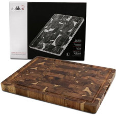 Gurmaniška pjaustymo lenta L End Wood Acacia Dvipusė 40 x 30 x 3 cm su sulčių grioveliu Antiseptinė medinė lenta, skirta pjaustymui ir serviravimui
