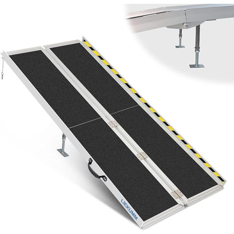 LIEKUMM Neįgaliųjų vežimėlių rampa 243 cm, 300 kg keliamoji galia, aliuminio pakrovimo rampa, neslidi, laiptų rampa neįgaliųjų vežimėliams, nešiojama rampa neįgaliųjų vežimėliams, durų slenksčiai, namai