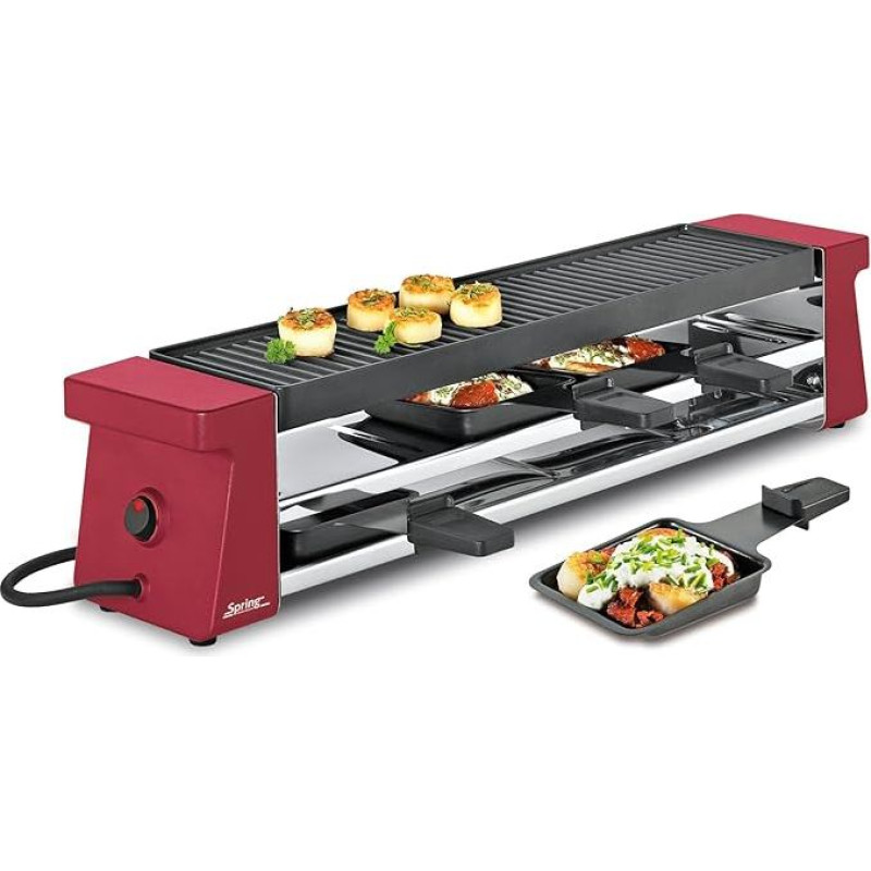 Pavasaris 3039003001 Raclette 4 Compact su aliuminio grilio plokštele iš ketaus raudonos spalvos