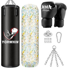 YORWHIN Boxsack Hängend, 5kg Boxsack Gefüllt Erwachsene mit Einer vollständigen Palette von Zubehör, Microfiber Leder schwere Tasche für das Training Kickboxen Fitness MMA Muay Thai Karate 120cm