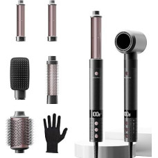 Hairstyler 6 in 1 Airstyler Haarstyler mit Rundbürstenföhn, Airflow Lockenstab Automatisch, Volumen Föhnbürste, Haartrockner, 110000RMP, 1400W Airwrap für Locken, Volumen, Glätten, Trocknen, Rose Gold
