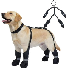 IECOii Hunde Strapsstiefel Reflektierend & Wasserdicht - Winter Hundeschuhe zum Spazierengehen, Wandern & Laufen, Verstellbare rutschfeste Stay-On Pet Booties Pfotenschutz für mittelgroße Hunde