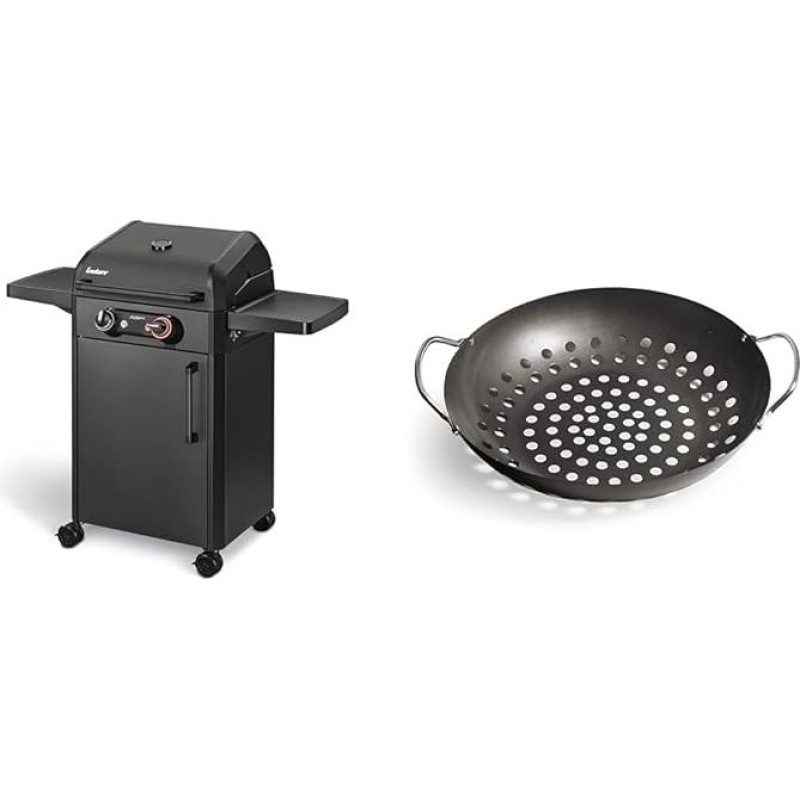 Enders® elektrinis grilis eFlow Pro 2 Turbo™ iš Shadow serijos ir ® daržovių keptuvių priedai 8790, BBQ Gourmet, daržovėms, salotoms, žuviai, keptuvė, dengta