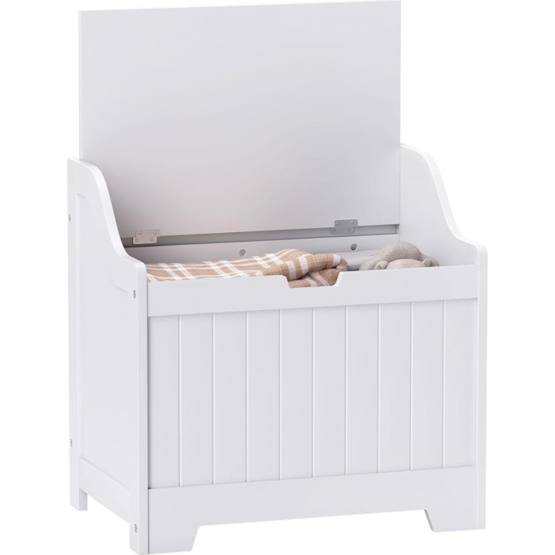 HOMCOM Chest, Storage Box with Lid, Storage Box, Toy Chest, Tool Chest for Living Room, Bedroom, White, 56.5 x 38 x 56 cm