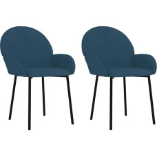 vidaXL Dining Room Chairs with Armrests, Dining Chair, Kitchen Chair, Metal/Plywood Frame, Chair for Dining Room, Kitchen, Blue Velvet, Pack of 2