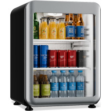 Klarstein Audrey Evo Getränkekekühlschrank 65 L - Getränkekühler mit Glastür, LED-Beleuchtung, einstellbare Temperatur 0-10 °C, 2 Regalböden, leiser Betrieb