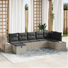 Poly Rattan Gartenmöbel Set 8-teilig mit Kissen, Garten Sofa Set für Terrasse aus strapazierfähigem Poly Rattan, Outdoor Sofagarnitur