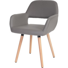 Mendler HWC-A50 II Dining Room Chair Kitchen Chair Retro 50s Design Faux Leather Taupe Grey Light Legs