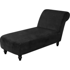 Topchances Velvet Chaise Lounge Cover Stretch Luxury Armless Chaise Lounge Slipcover Pet Furniture Recliner Sofa Slipcovers for Living Room Bedroom Lounge (Black)