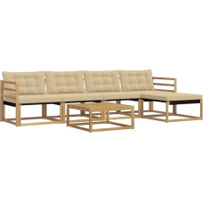 6-TLG. Gartenlounge-Set, modulares Outdoor-Sofa aus Akazienholz & Textilene, inkl. Sitz- & Rückenkissen, für 4 Personen, 79x79x37 cm, flexibel anordenbar