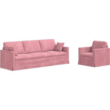 Modulares Samtsofa 2er Set Rosa 228 x 78 x 80 cm mit Metallrahmen, Elegantes Sofa Set für Wohnzimmer und Schlafzimmer, Bequeme Schaumstoffkissen, Pflegeleichte Oberfläche