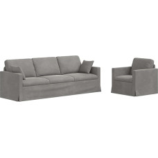Modulares Samt Sofa Set 2er Set Hellgrau 228x78x80 cm mit Metallrahmen und schwarzem Gestell, Bequeme Schaumstoffkissen für Wohnzimmer