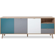 Newfurn Jona.Seven Sonoma ąžuolinė spinta - 180 x 71 x 40 cm (plotis x aukštis x gylis) - aukštų lentynų spinta skandinaviško dizaino - svetainė, miegamasis, prieškambaris, valgomasis
