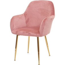 Mendler HWC-F18 Dining Room Chair Kitchen Chair Retro Design Velvet Dusky Pink Golden Legs