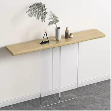 Konsolentisch Schmal, Moderner Sofatisch mit Acrylbeinen und Holzplatte, Flurtisch für Wohnzimmer, Flur, Foyer und Eingangsbereich(Yellow,140 * 30 * 75cm/55 * 12 * 30in)