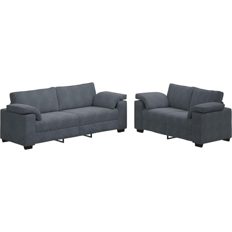 2-teiliges Samt Sofa Set mit Armlehnen, Loungesofa mit Breiten Armlehnen und dick gepolsterten Sitzflächen, stabiles Holz- und Metallgestell, vielseitig nutzbar für Wohnzimmer,