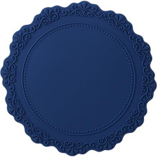 Tischset 2Er Set Rund, Rund mit floralen Rändern Platzsets, Küchen-Tischsets für Esstisch, 23x23cm, Marineblau