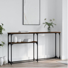 Konsolentisch Braun Eichen-Optik 145x22,5x75 cm Holzwerkstoff mit Metallrahmen Stabiler schmaler Flur Kommode Wohnzimmer Beistelltisch
