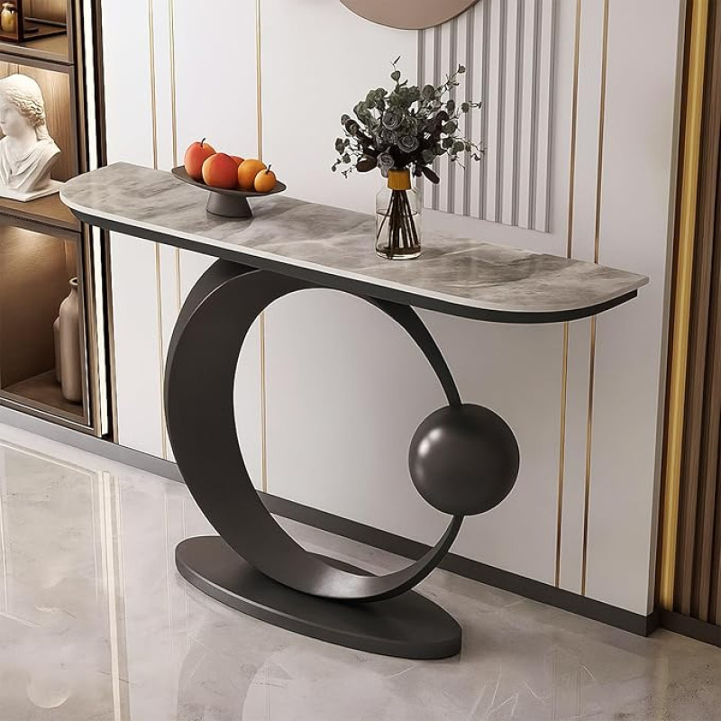 Schmaler Akzent Flurtisch mit geometrischem Metallrahmen, Eingangskonsole für Wohnzimmer, Korridor, Foyer