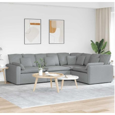 Kampinė sofa su miegojimo funkcija, 317 x 100 x 64 cm, medžiaginė modulinė sofa lova, L formos sofa, 3 vietų sofa, sofa lova svetainei, šviesiai pilka
