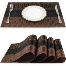 Tischsets, Tischsets und Untersetzer, 24er-Set, runde Mandala-Tischsets, wärmeisolierende Tischsets, waschbare, rutschfeste Gummi-Tischsets for den Esstisch in der Küche(Brown and Black)