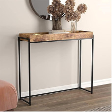 Konsolentisch Flur im Landhausstil, Schmaler Konsolentisch mit Holzplatte Massiv und Vertieftem Tablett für Wohnzimmer, Eingang, Foyer(70x25 cm/27.6x9.8 in)