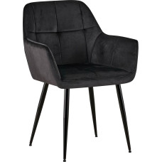 CLP Emia Visitor's Chair with Velvet Cover, Upholstered Chair with Robust Metal Frame, Kitchen Chair with Floor Protectors, Colour: Black, Material: Velvet
