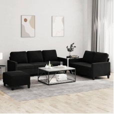 Sofos komplektas, Kėdė-lovas su pagalvėle, Sofa svetainės sofa su porankiais, Sofos komplektas, Dizainerio sofa, Sėdimieji baldai, Minkšti baldai, Velvetas juodas, su pagalvėlėmis ir kojūgaliais