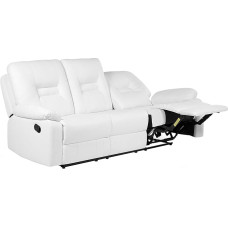 3 Seater Faux Leather Recliner Sofa White BERGEN