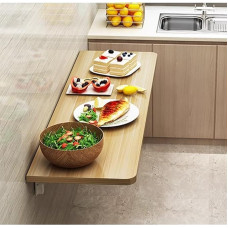 Wandmontierter klappbarer Frühstücksbartisch aus Holz mit robustem Blatt-Design für Küche, Schlafzimmer und Badezimmer, schwimmender Laptop-Computertisch mit Metallhalterung (Größe: )