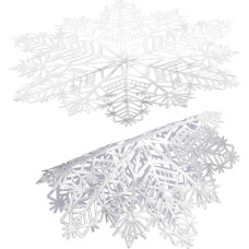 Mobestech Pack of 2 Christmas Place Mats Snowflake Shape PVC 38 cm White Non-Slip Table Mat for Festive Parties and Dining Table Protector