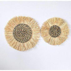 LYVQZPWLRVerpflegung Matratzen, Tischsets, 26/33 cm, rund, gewebt mit Quasten, Tischsets aus natürlicher Wasserhyazinthe(Black, 26cm with Tassels)