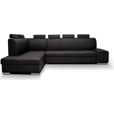 Quattro Meble Toledo London Pik Extra 6 cm natūralios odos kampinė sofa, 200 x 300 cm (kairysis kampas) Sofa-lova su miego funkcija, lovos dėžė, aukštesnis atlošas Natūralios odos kampinė sofa odinė