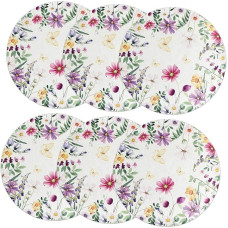 6 Stück Runde Platzsets Aus Leinen Mit Blumenmotiv 35x35cm Dekorative Tischsets Für Esstische Und Besondere Gelegenheiten