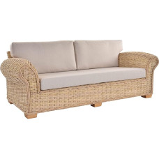 Ratano sofa Chester Lounge Lounger Sofa Svetainės sofa Natūrali rotango sofa su pagalvėle Ratano baldai (3 sėdimos vietos, natūrali šviesa)